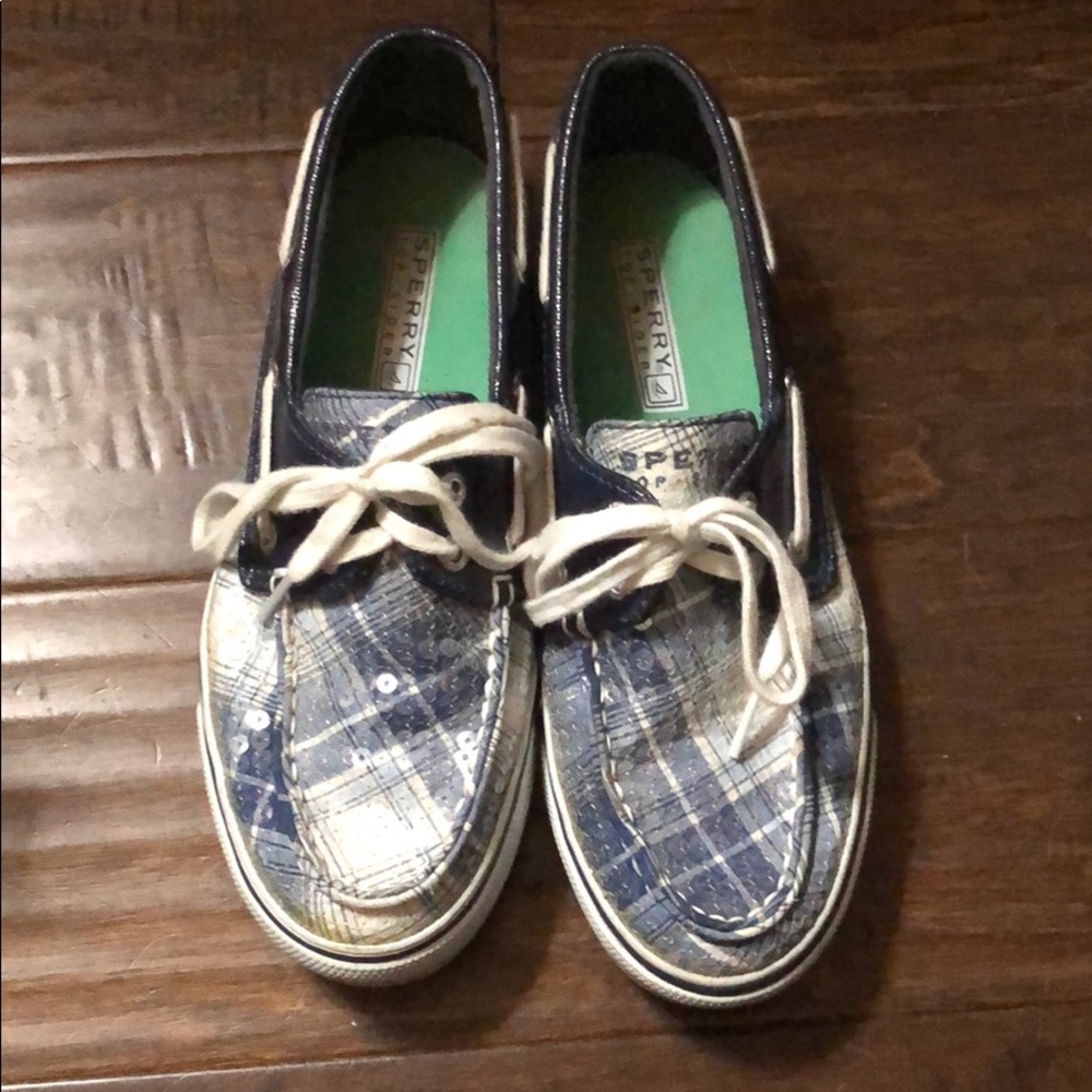 Sperry sequin plaid top sider